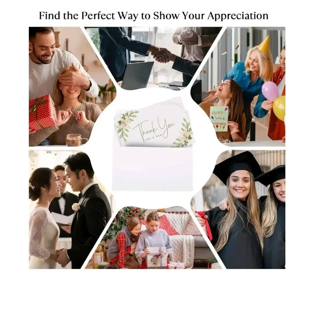 MaxGear Printable Thank You Cards with Envelopes, 15 Pack Blank Cards
